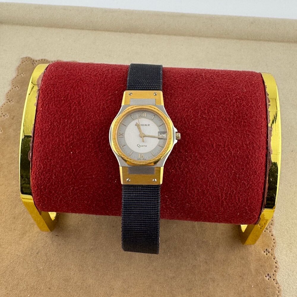 Vintage 1990's Bucherer Ladies 2 Tone Gold and Silver Dress Quartz Watch